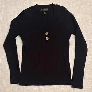 Ralph Lauren Black Ribbed V-Neck Sweater